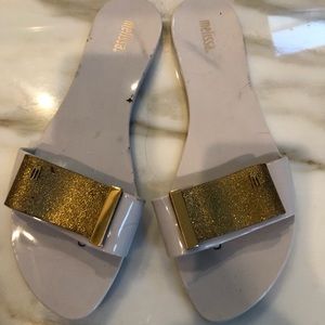 White gold Melissa sandals shoes size 10